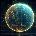 Globale Wirtschaftskarte mit aufsteigenden Pfeilen und Finanzsymbolen