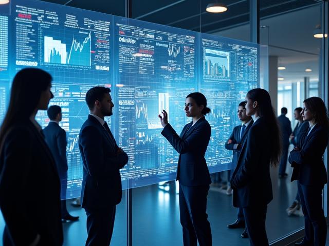 Team arbeitet zusammen an Finanzdaten, symbolisiert Transparenz und Präzision.